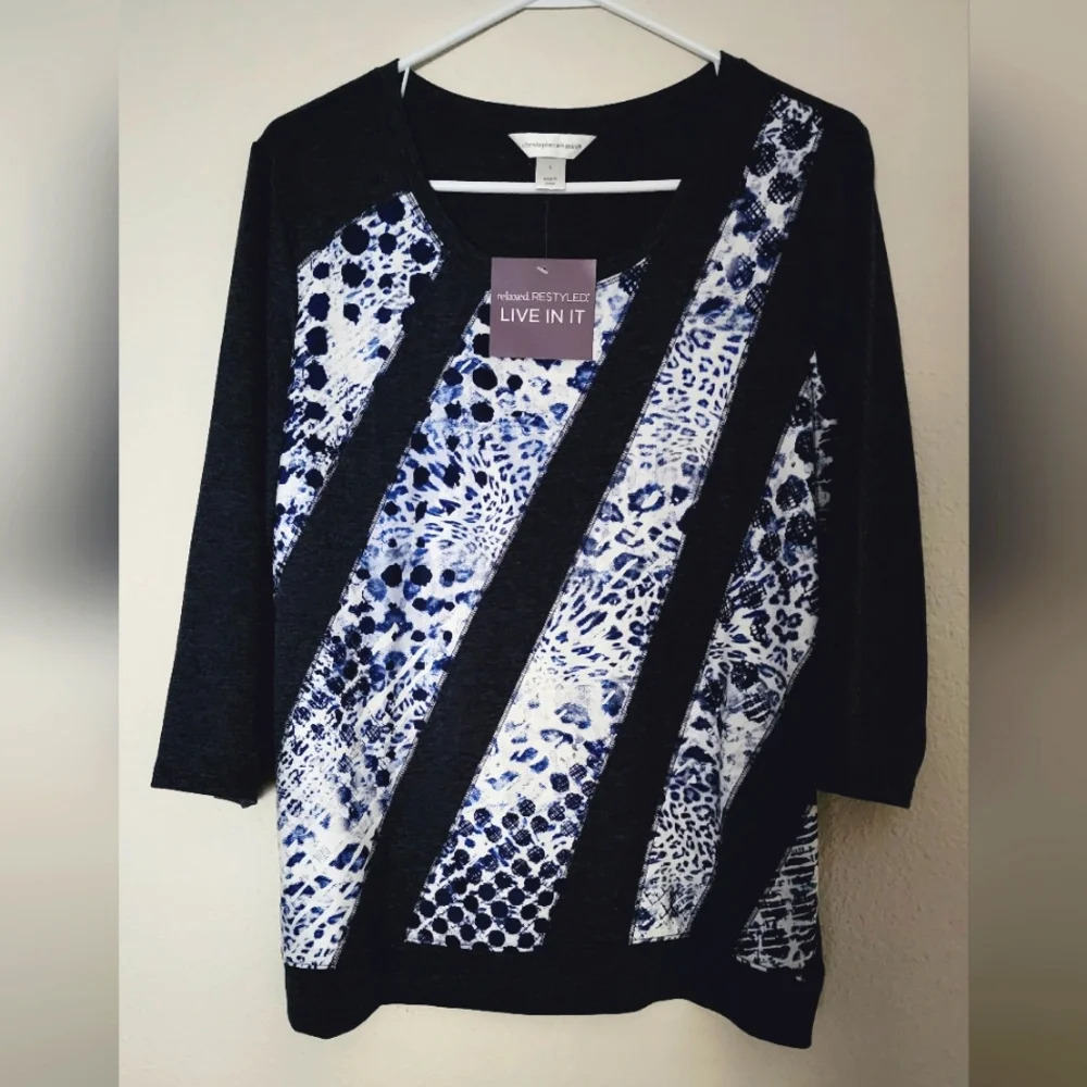 Christopher & Banks Pullover 3/4 Length Sleeve Relaxed Style Sweater - L (NWT)